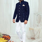 Jodhpuri Suit Velvet Blue Embroidered Mens