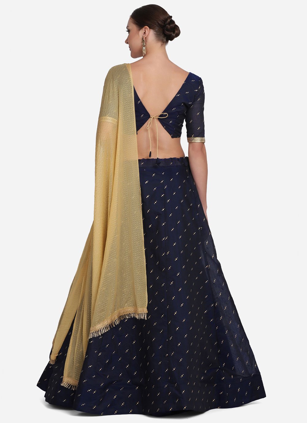 A Line Lehenga Tafeta Silk Blue Foil Print Lehenga Choli