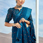 Classic Foil Georgette Blue Patch Border Saree