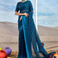Classic Foil Georgette Blue Patch Border Saree