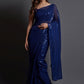 Contemporary Georgette Silk Blue Embroidered Saree