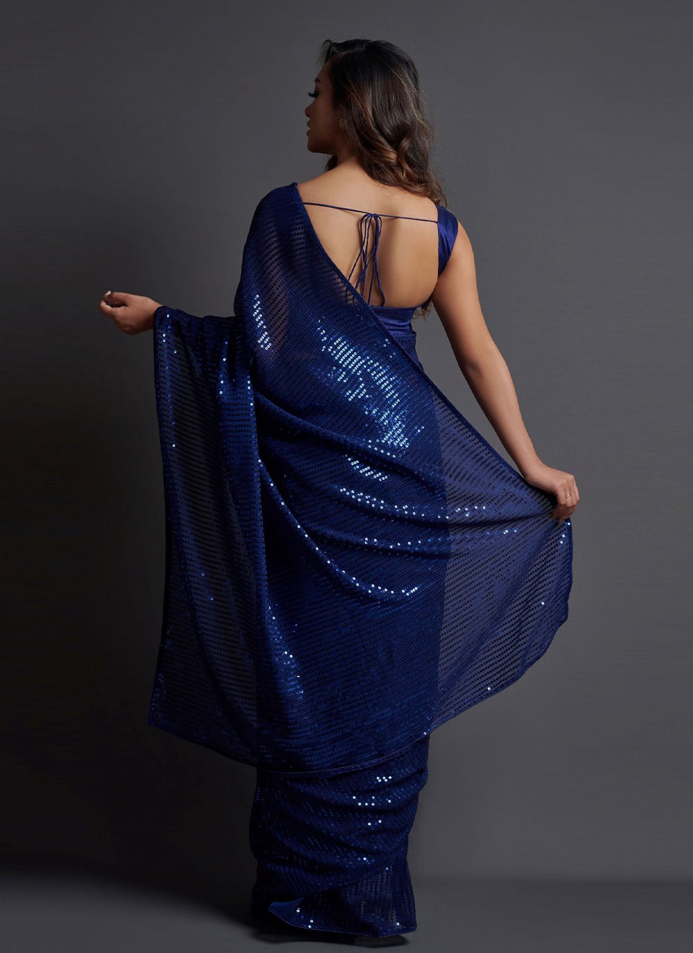 Contemporary Georgette Silk Blue Embroidered Saree