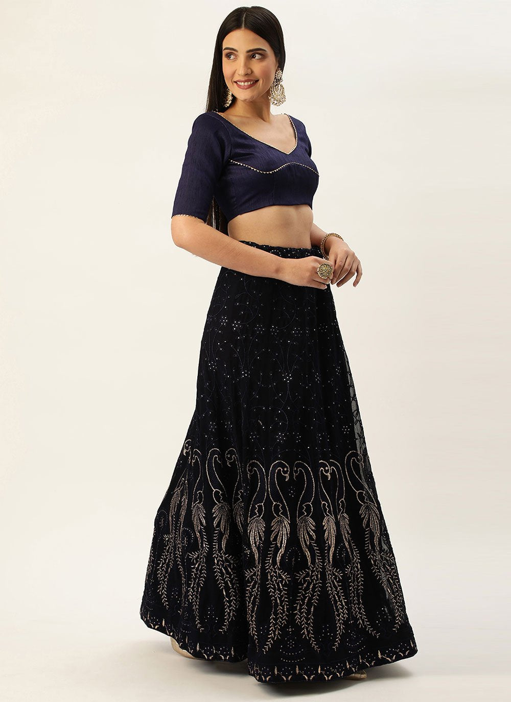 Lehenga Choli Georgette Blue Embroidered Lehenga Choli