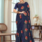 Classic Georgette Blue Embroidered Saree