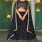 A Line Lehenga Georgette Blue Embroidered Lehenga Choli