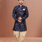 Indo Western Jacquard Blue Fancy Work Mens