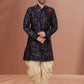 Indo Western Jacquard Blue Fancy Work Mens