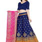 A Line Lehenga Banarasi Silk Blue Jacquard Work Lehenga Choli