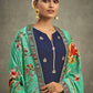 Palazzo Salwar Suit Silk Blue Jacquard Work Salwar Kameez