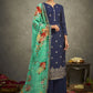 Palazzo Salwar Suit Silk Blue Jacquard Work Salwar Kameez