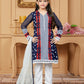 Pant Style Suit Faux Georgette Blue Lace Kids