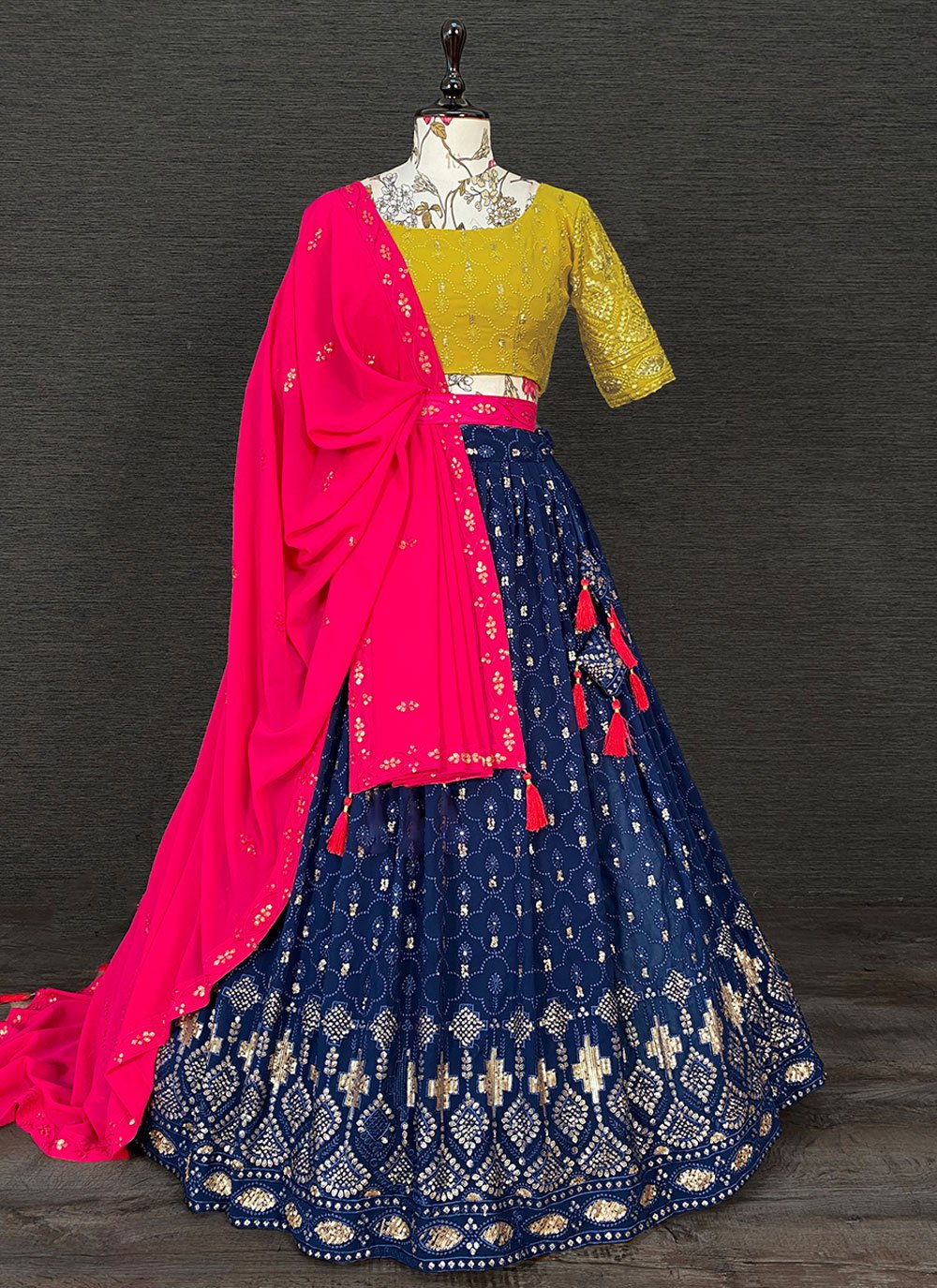 Lehenga Choli Georgette Blue Embroidered Lehenga Choli