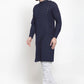 Kurta Pyjama Blended Cotton Blue Plain Mens