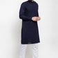 Kurta Pyjama Blended Cotton Blue Plain Mens