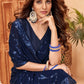 Designer Faux Georgette Blue Sequins Saree