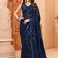 Designer Faux Georgette Blue Sequins Saree