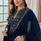 Palazzo Salwar Suit Faux Georgette Blue Embroidered Salwar Kameez