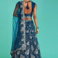 A Line Lehenga Net Blue Embroidered Lehenga Choli