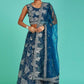 A Line Lehenga Net Blue Embroidered Lehenga Choli