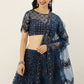 A Line Lehenga Net Blue Embroidered Lehenga Choli