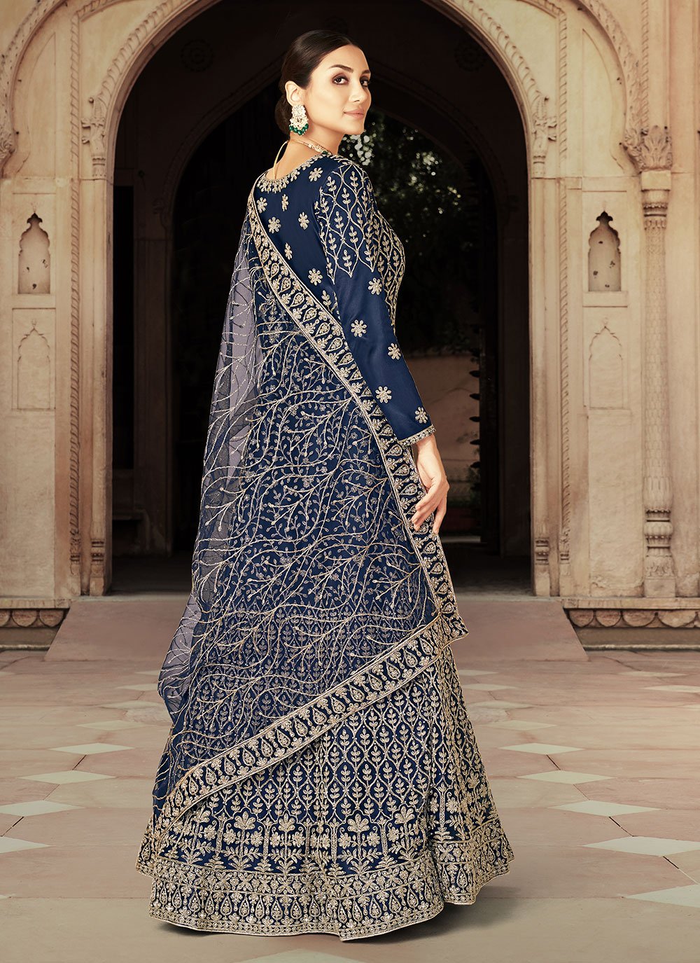 Salwar Suit Net Blue Diamond Salwar Kameez