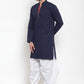 Dhoti Kurta Blended Cotton Blue Plain Mens