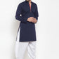 Dhoti Kurta Blended Cotton Blue Plain Mens