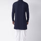 Kurta Blended Cotton Blue Plain Mens