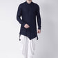 Kurta Blended Cotton Blue Plain Mens