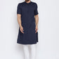 Kurta Pyjama Blended Cotton Blue Plain Mens