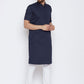 Kurta Pyjama Blended Cotton Blue Plain Mens