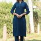 Party Wear Kurti Cotton Blue Plain Kurtis