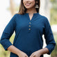 Party Wear Kurti Cotton Blue Plain Kurtis