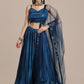 Lehenga Choli Satin Silk Blue Plain Lehenga Choli