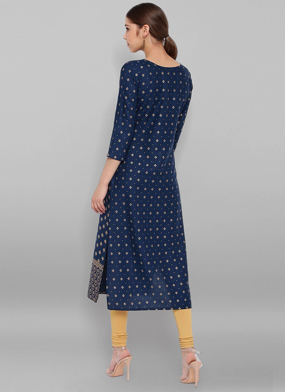 Designer Kurti Rayon Blue Print Kurtis