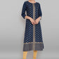 Designer Kurti Rayon Blue Print Kurtis