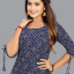 Party Wear Kurti Faux Crepe Blue Print Kurtis