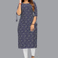 Party Wear Kurti Faux Crepe Blue Print Kurtis