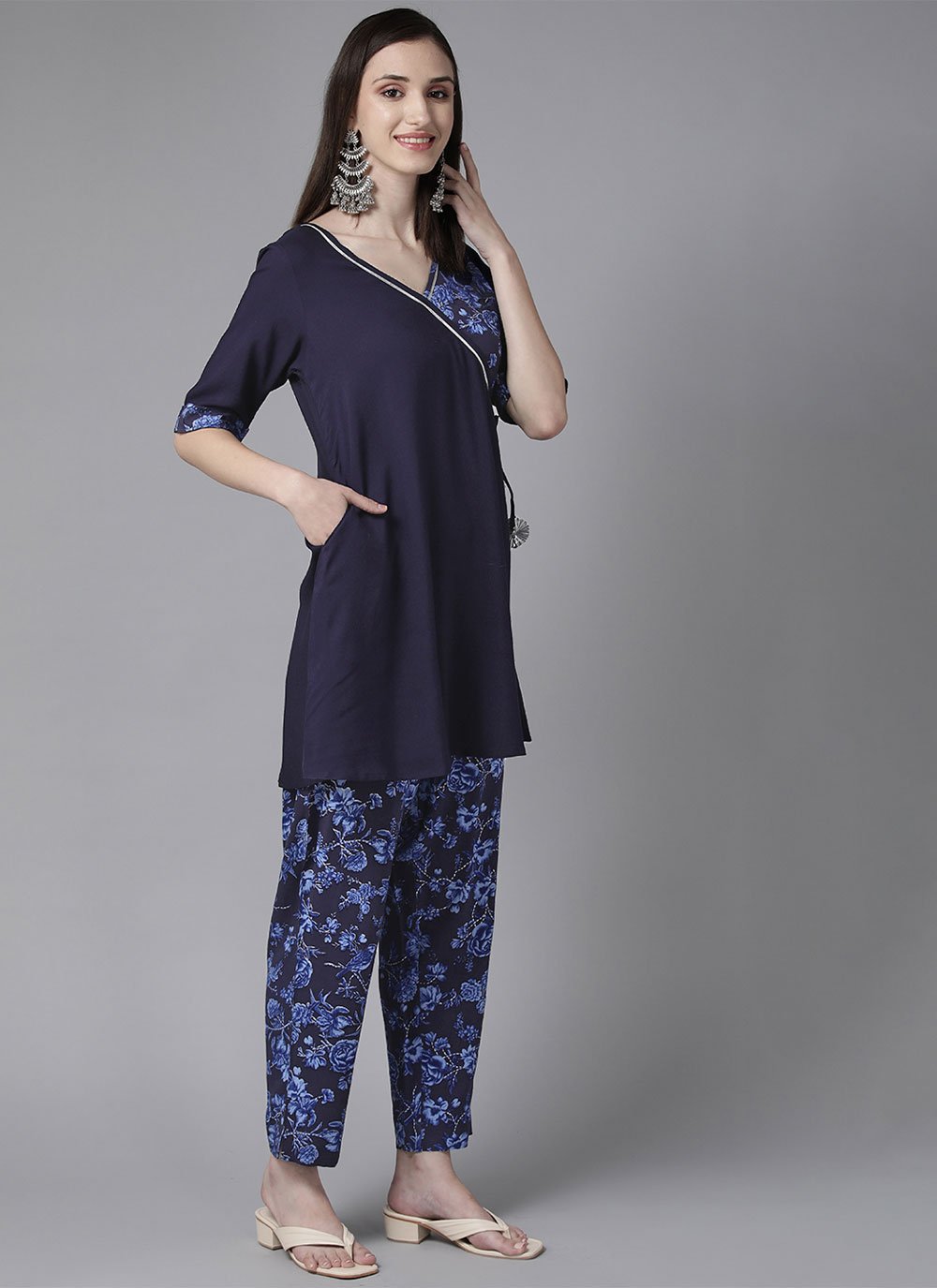 Casual Kurti Rayon Viscose Blue Print Kurtis