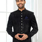 Indo Western Art Silk Blue Machine Embroidery Mens