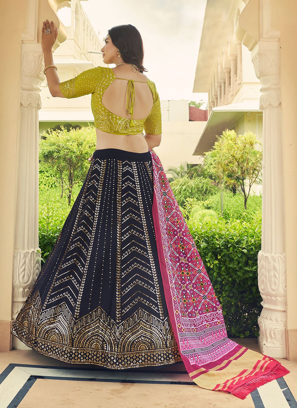 Lehenga Choli Georgette Blue Embroidered Lehenga Choli