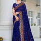 Classic Georgette Blue Embroidered Saree