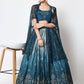 A Line Lehenga Chinon Silk Blue Embroidered Lehenga Choli