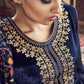 Salwar Suit Velvet Blue Embroidered Salwar Kameez