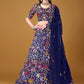 A Line Lehenga Satin Silk Blue Embroidered Lehenga Choli