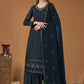 Salwar Suit Georgette Blue Embroidered Salwar Kameez