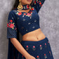 A Line Lehenga Georgette Blue Embroidered Lehenga Choli