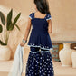 Sharara Set Faux Georgette Blue Polka Dotted Kids