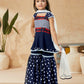 Sharara Set Faux Georgette Blue Polka Dotted Kids