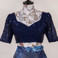 A Line Lehenga Satin Silk Blue Print Lehenga Choli